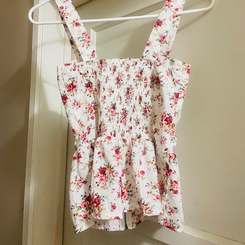 New Zip Front Floral Bustier Top - Picture 2 of 2